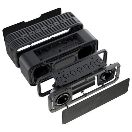 Black car stereo dashboard mount kit on a white background