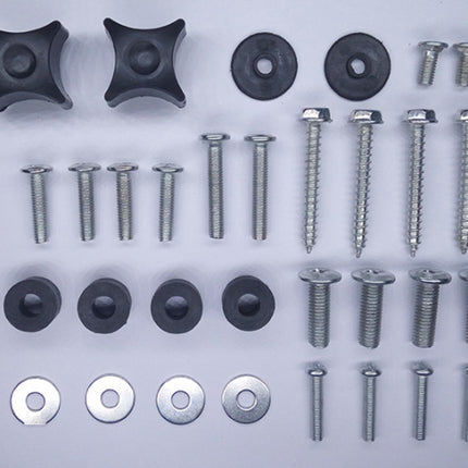 Collection of screws and bolts on a white background