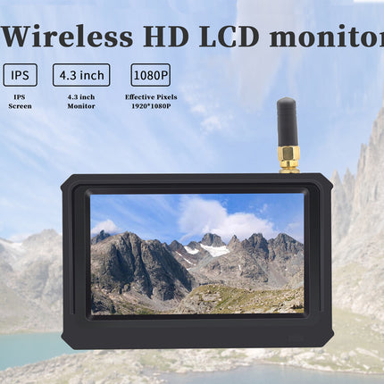 Wireless HD LCD monitor with mountain view display against a scenic background