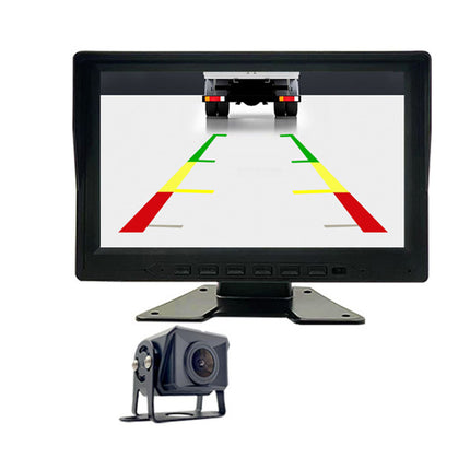 Car reverse camera system with monitor on a white background