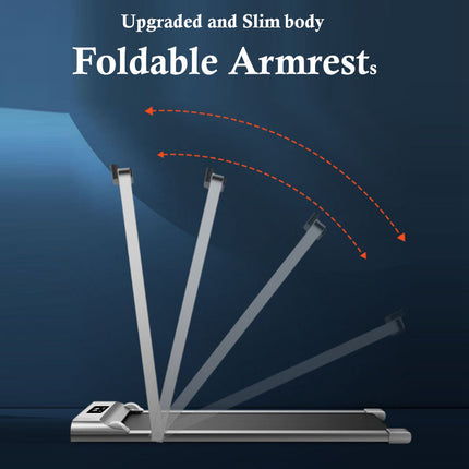 Foldable armrest with text on an dark blue background