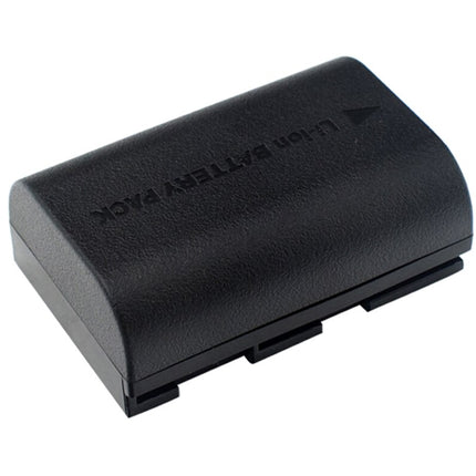 Black camera battery pack on a white background