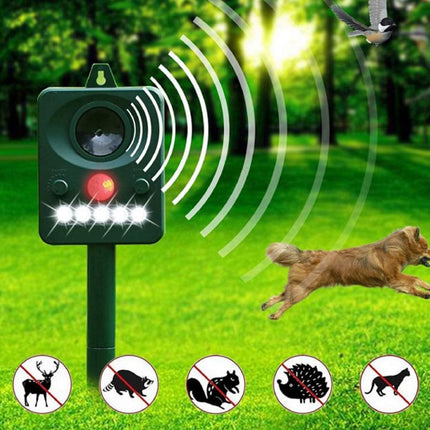 Solar Ultrasonic Animal Repeller PIR Dog Cat Scarer Repellent