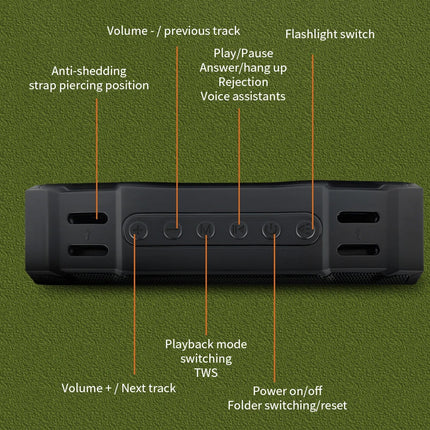 Magnetic Golf Bluetooth Speaker - IP67 Waterproof with TWS Stereo | 30W Portable Sound with 36H Playtime Built-in Torch & Bike Mount Black