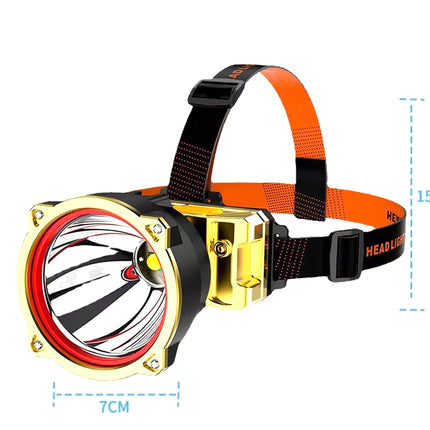 Headlamp with measurements on a white background
