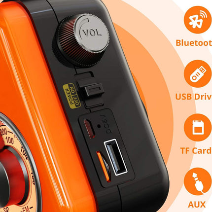 Emergency Weather Radio - 4-in-1 with Solar & Hand-Crank Power | AM/FM/NOAA, Bluetooth Speaker, LED Flashlight, SOS Alarm, 2000mAh Power Bank, RC-15187