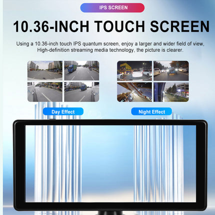 10.36-inch touch screen display with day and night effect options on a blue background