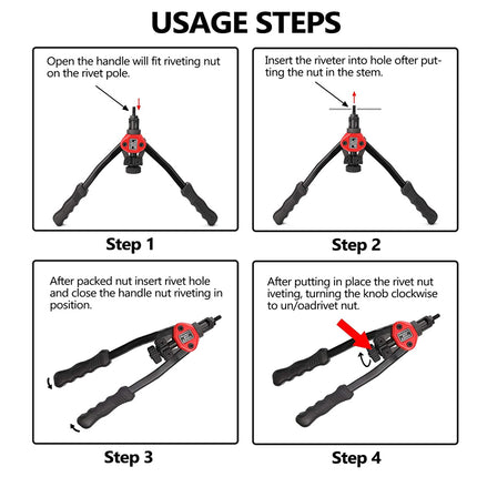Step-by-step usage instructions for a tool with labeled steps on a white background