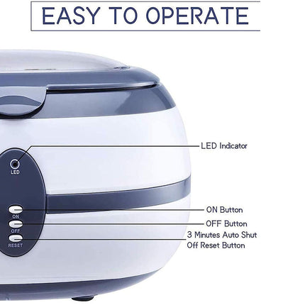Control panel of a device with labeled buttons and text 'Easy to operate'.