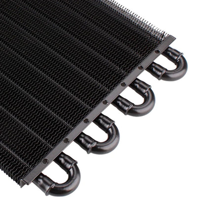 Close-up of a black radiator on a white background