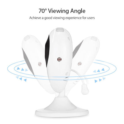 White electronic device with a 70-degree viewing angle on a white background