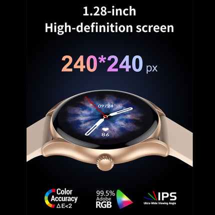 Smartwatch with high-definition screen specifications on a dark background