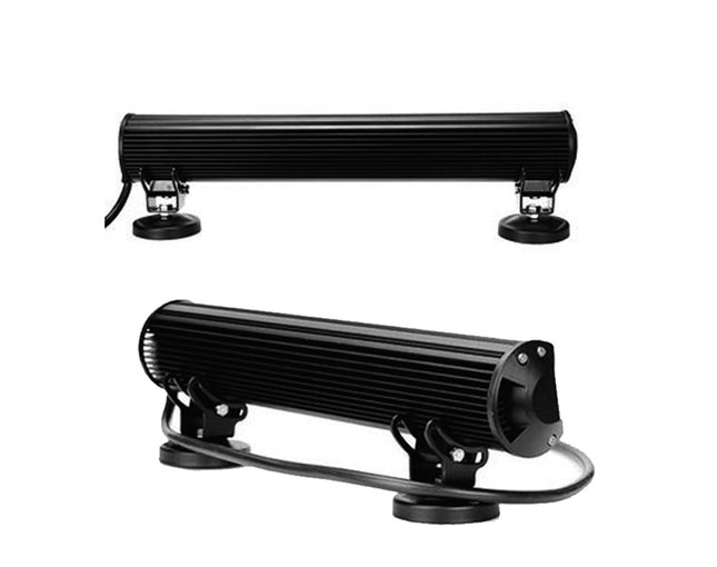 Two black LED light bars on a white background