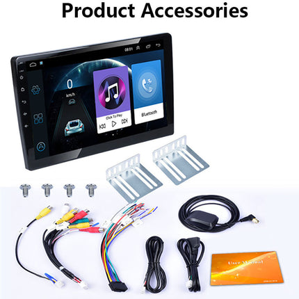 Car multimedia system with accessories on a white background