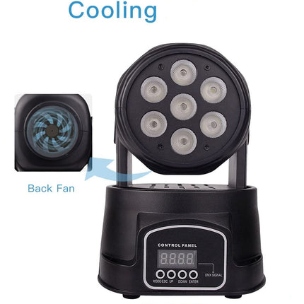 Black LED light fixture with cooling system and control panel on a white background