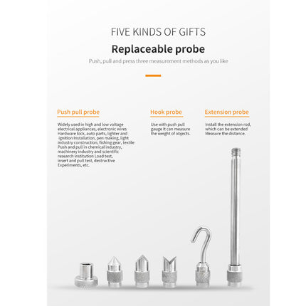 Replaceable probe with different types on a white background