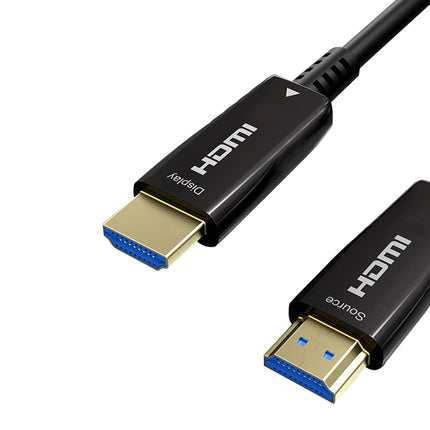A black HDMI cable with a display and source connector, shown on a clean white background.