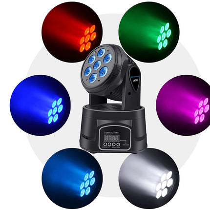 Colorful LED light fixture with multiple color options on a white background