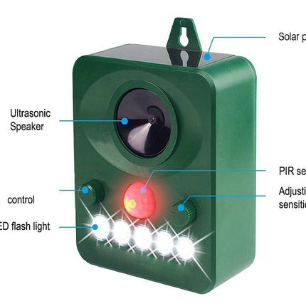 Solar Ultrasonic Animal Repeller PIR Dog Cat Scarer Repellent