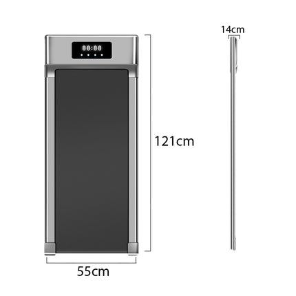 Stainless steel refrigerator with dimensions labeled on a white background