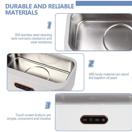 Stainless steel sink with text highlighting durable and reliable materials