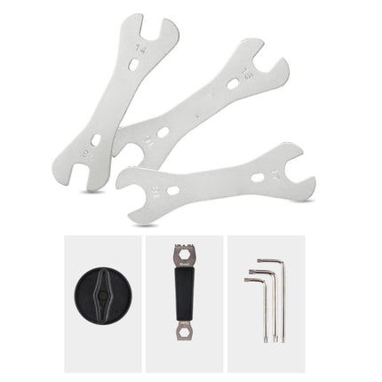 Set of bicycle tool wrenches on a white background