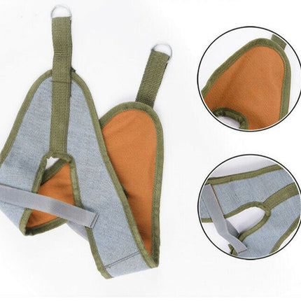 Pet toy with orange interior and green and gray exterior, showing close-up details on a white background.