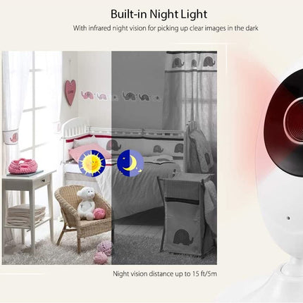 Baby monitor with night light feature in a bedroom setting