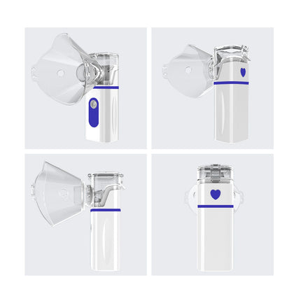 Set of four clear plastic components with blue accents on a white background