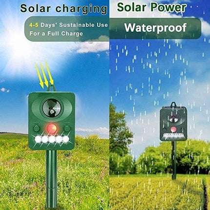 Solar Ultrasonic Animal Repeller PIR Dog Cat Scarer Repellent