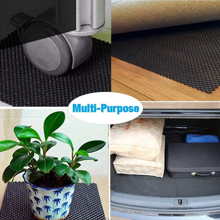 Collage of a black mat used in various settings with a 'Multi-Purpose' label.