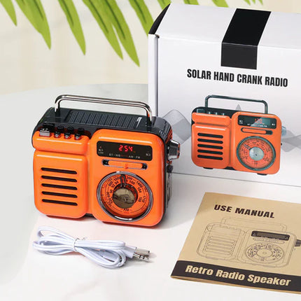 Emergency Weather Radio - 4-in-1 with Solar & Hand-Crank Power | AM/FM/NOAA, Bluetooth Speaker, LED Flashlight, SOS Alarm, 2000mAh Power Bank, RC-15187