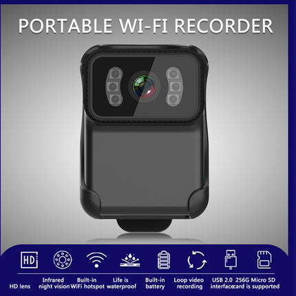 Body Worn Camera 1080P - WiFi Night Vision Waterproof| Rechargeable 150° Wide Angle Audio Loop Recording App Control