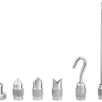 Set of metal tools with various shapes on a white background