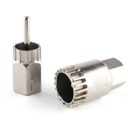 Metal drill bit and adapter on a white background